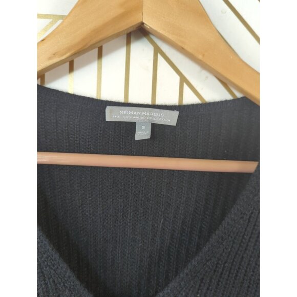 Neiman Marcus Women Black Cashmere Long Slv Slipover Sweater Side Laceup  READ - Picture 6 of 8